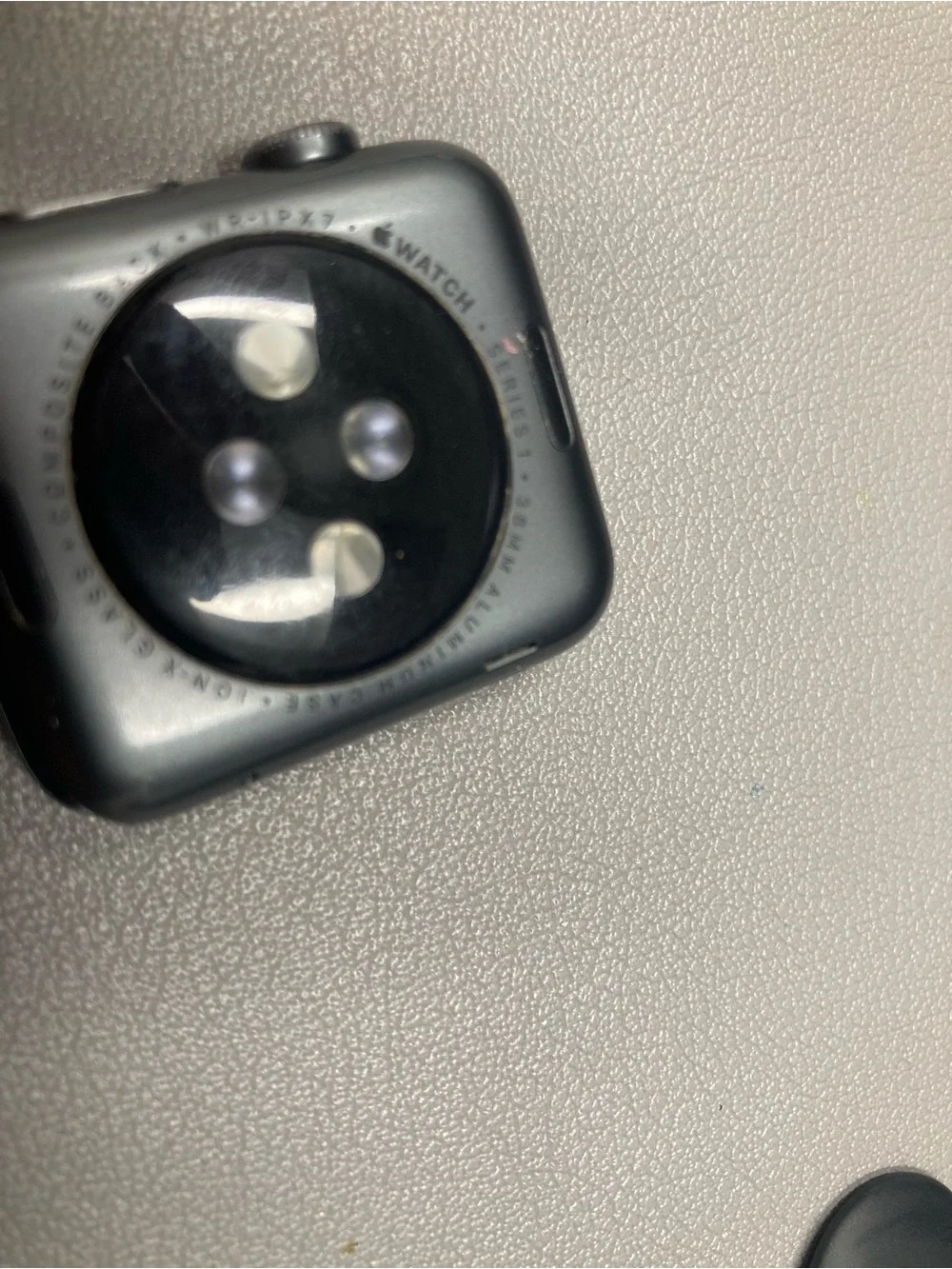 Apple Watch series 1 38mm s/m adjustable band black aluminum case Ion-X glass